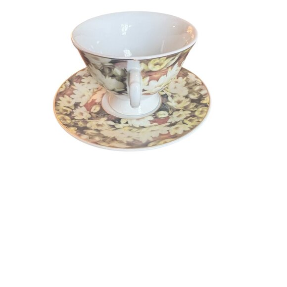 Victorian Trading Co July Teacup & Saucer Set Floral Design Bone China With Box - Picture 9 of 16